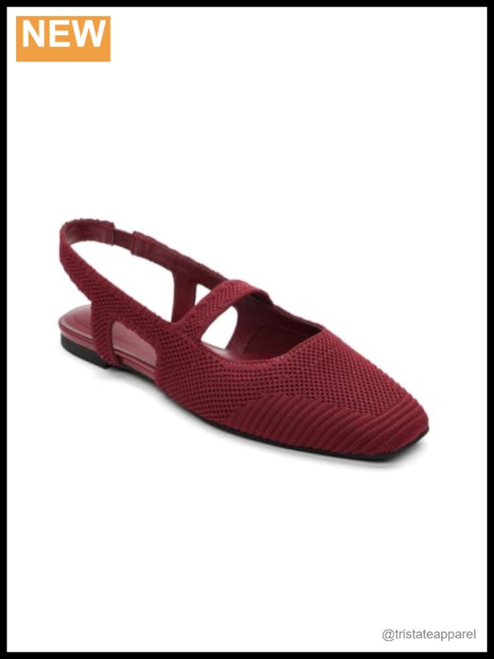 Recycled Stretch Knit Slingback Flats with Recycled Rubber Sole